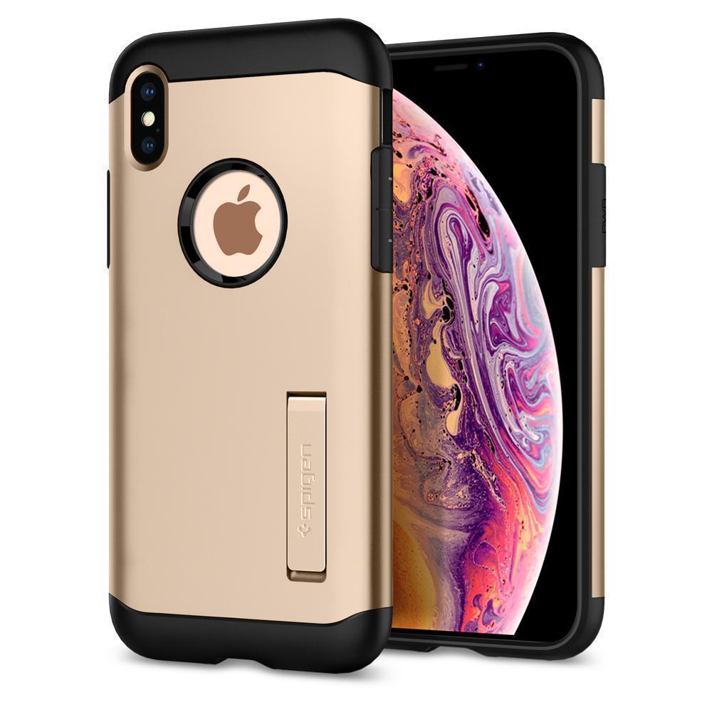 Чохол Spigen Slim Armor для iPhone XS/X Champagne Gold (063CS24516)