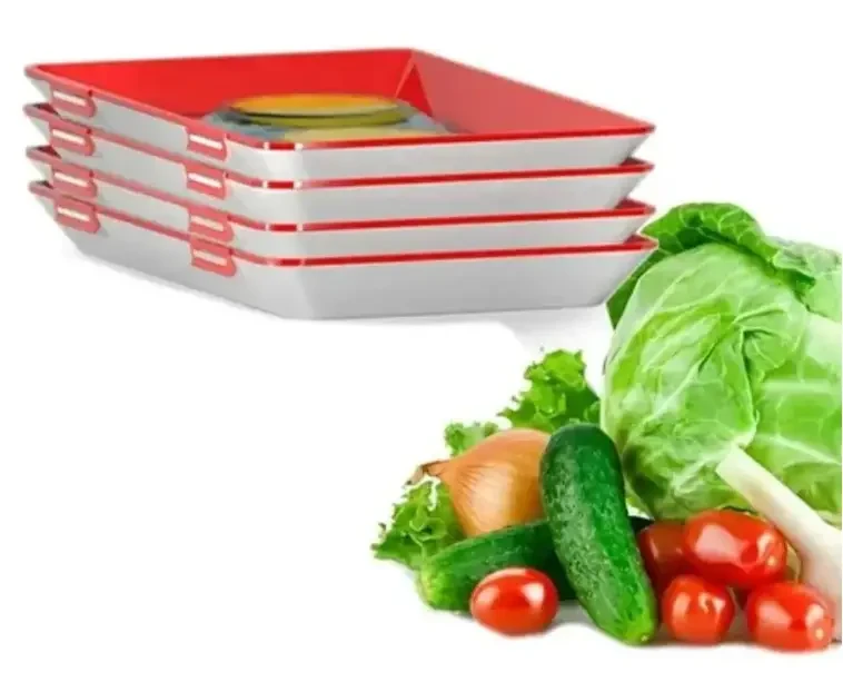 Багаторазовий лоток для зберігання харчових продуктів у вакуумному пакованні Clever біло-червоний HS Лучшая цена