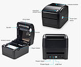 Принтер етикеток Xprinter XP-420B USB з функцією відклеювання чорний, фото 4