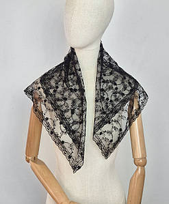 Хустка чорна фатинова Каміла квітки ромашка