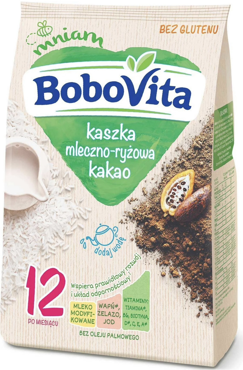 Каша дитяча Bobovita молочна рисова з какао з 12 місяців, 230 г, фото 1