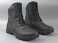 Зимние берцы тактические военные на молнии кожа натуральный мех черные Rosso Avangard Himerua Black