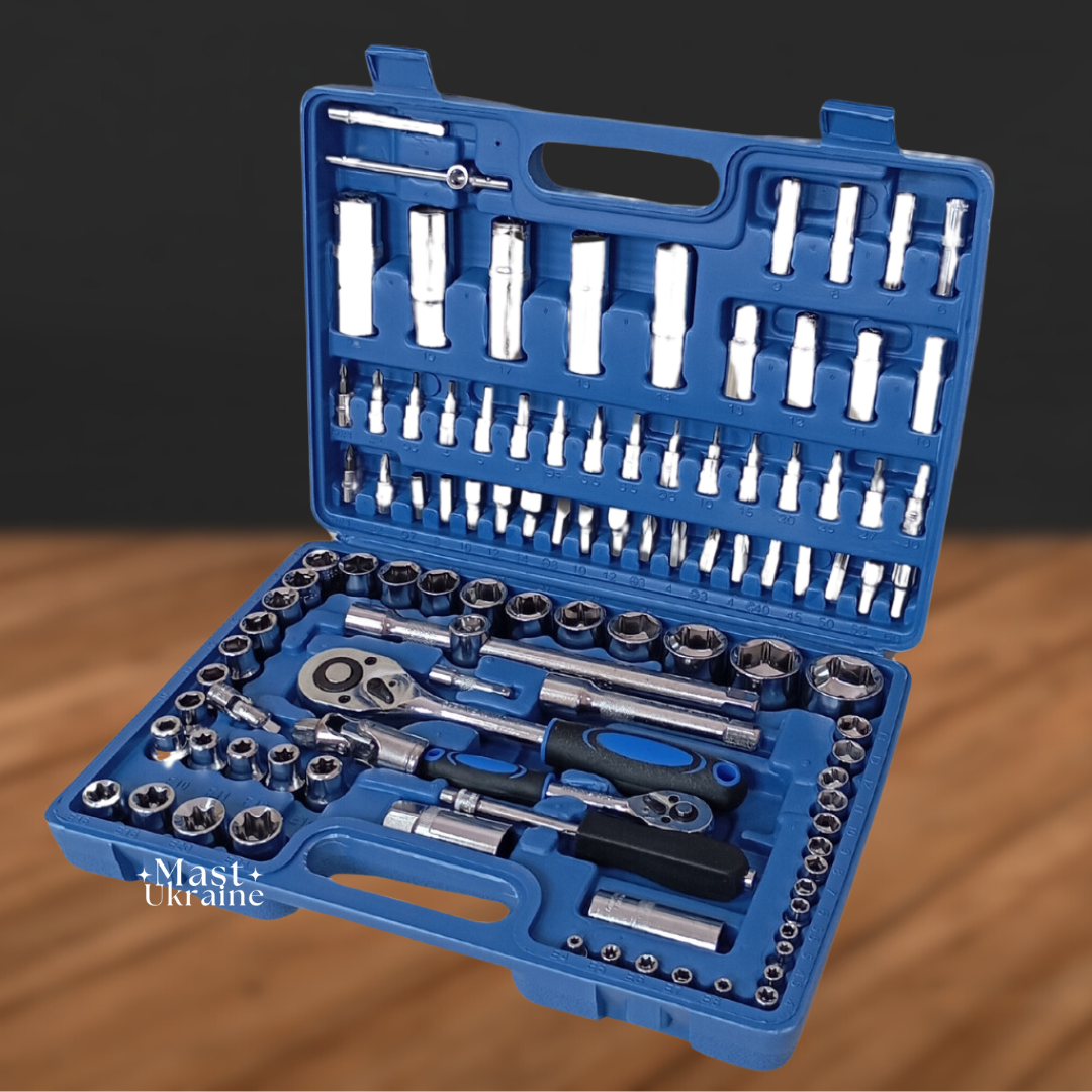 Набір інструментів (головок та ключів) із хромованадієвої сталі 108 елементів STM-108, фото 1