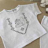 Костюм для хрещення "Маленький янгол"  к. рукав інтерлок зріст 62 см (1 – 3 місяці) Betis Білий зі срібним, фото 2