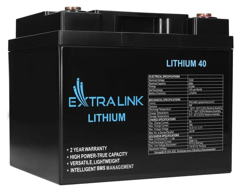 Акумулятор Extralink LiFePO4 40AH 12.8V , Гарантія, фото 1