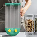 Диспенсер для сипких продуктів, 2 кг, 33х16х8 см, Зелений/Настінний органайзер для круп із дозатором SV227, фото 3