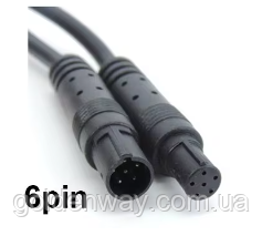 Кабель подовжувач 6 pin 6 контактів 2 метри для задньої камери на дзеркало та відеореєстратор перехідник