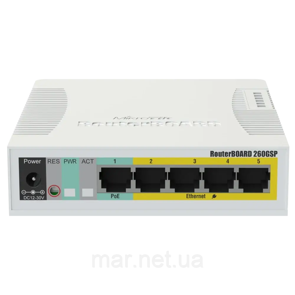 MikroTik RB260GSP (CSS106-1G-4P-1S) 5-портовий гігабітний керований PoE