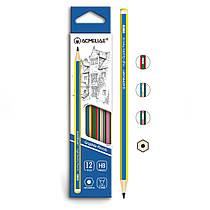 Олівець простий шестигранний без гумки Acmeliae Смужка 43512