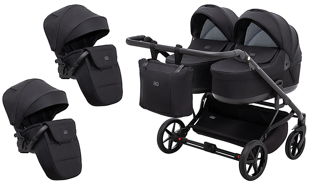 Коляска 2 в 1 для двійні Adamex Leo Duo Tip TK-53 чорний