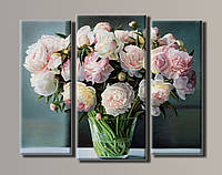 "Квіти у вазі живопис" Модульна картина на полотні для інтер'єру