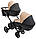 Коляска 2 в 1 для двійнят Bair Kiwi DUO ECO BKD-18/15 капучино/чорний, фото 5