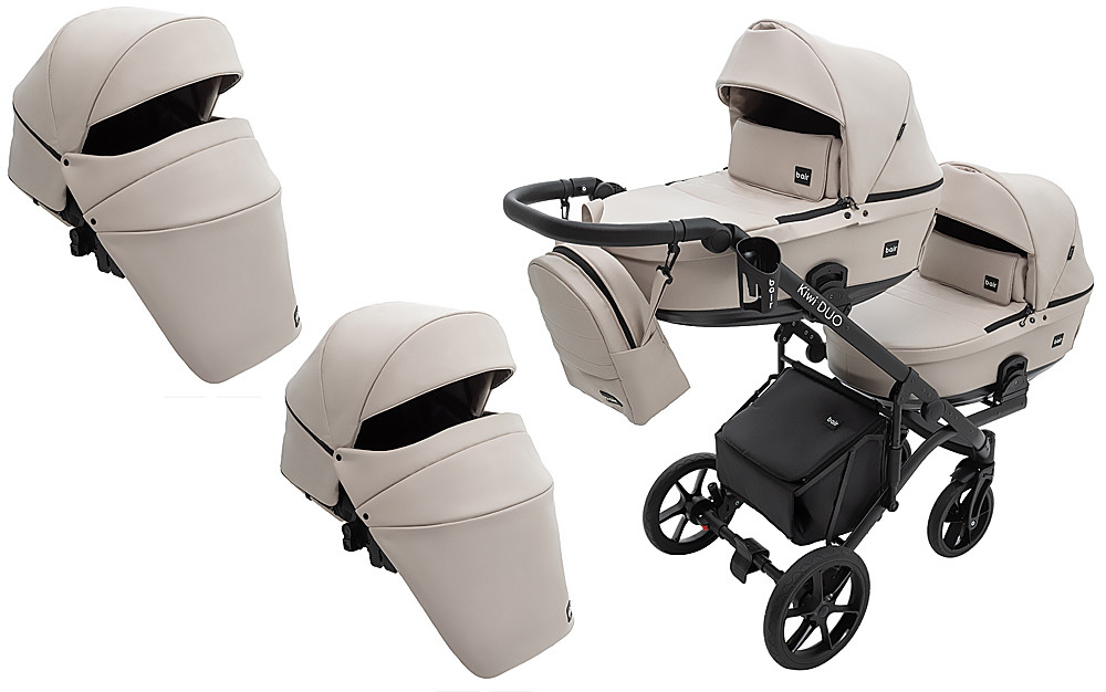 Коляска 2 в 1 для двійнят Bair Kiwi DUO Soft BKD-33 капучино