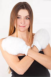 Рукавиці з хутряною обробкою Кролик в кольорах