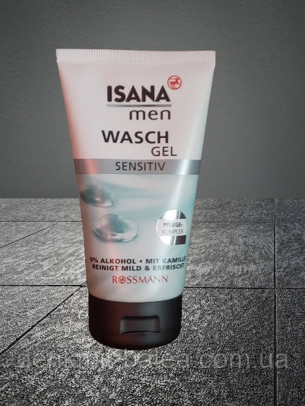 Гель для вмивання Ніжний дотик Isana Men Waschgel Sensitive 150 мл, фото 1