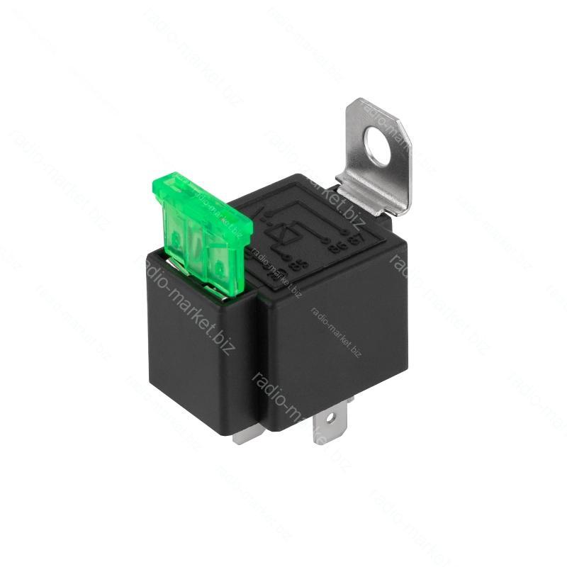 Реле автомобільне 12VDC 30A з кріпленням та запобіжником 30A