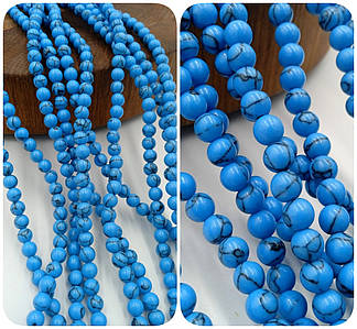 Намистини Бірюза / Прес. / Ø 6 мм / Нитка ≈ 58 намистин