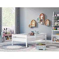 Дитяче дерев'яне букове ліжко Mix Nove 140х70 Біле з захисним бортиком