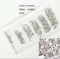 Набір страз холодної фіксації Premium Crystal SS3-SS10 Non-hot Fix 1600шт ( срібна підкладка)