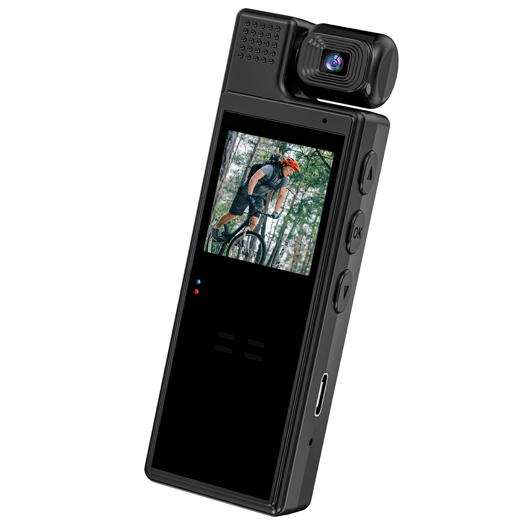 Нагрудна боді-камера з поворотною лінзою та датчиком руху L9 1080p Full HD Боді-камера з дисплеєм, фото 1