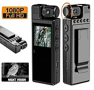 Нагрудна боді-камера з поворотною лінзою та датчиком руху L9 1080p Full HD Боді-камера з дисплеєм, фото 7