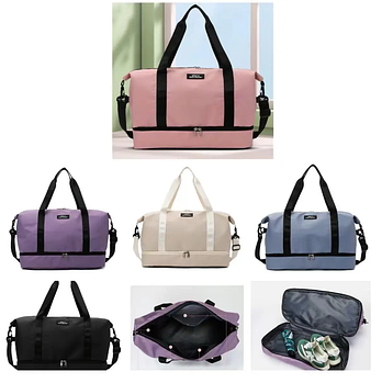 Сумка спортивна дорожня 49*35 см на блискавці з довгим ремінцем із різних варіантів Inna