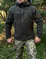 Тактична флісова кофта олива з капюшоном на блискавці куртка флісова зимова ВСК на хутрі