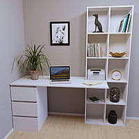 Прямий письмовий стіл однотумбовий із вбудованим містким стелажем для книг СП-115 Тіса Меблі