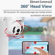 Вулична камера відеоспостереження з функцією двостороннього голосового зв'язку A8 Wi-Fi PTZ 1080P HD 2MP APP v380, фото 6