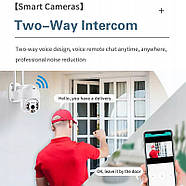 Вулична камера відеоспостереження з функцією двостороннього голосового зв'язку A8 Wi-Fi PTZ 1080P HD 4MP APP v380, фото 7