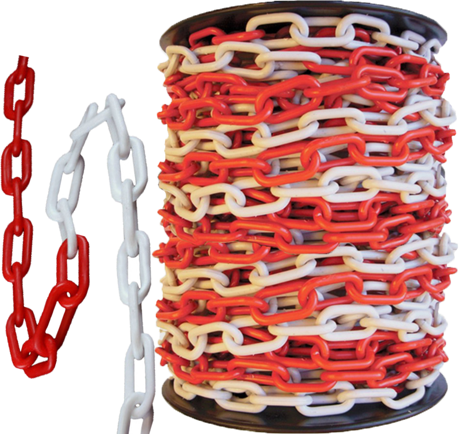 Ланцюг пластиковий біло-червоний 8 мм
