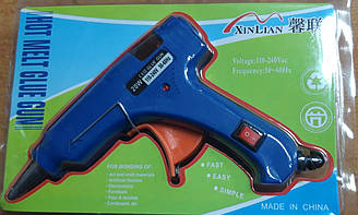 Пістолет для термо клею 20W тонкий (0,7 см 20W) з індикатором, з кнопкою СИН-БЕЛ-РОЗ-ЗЕЛ