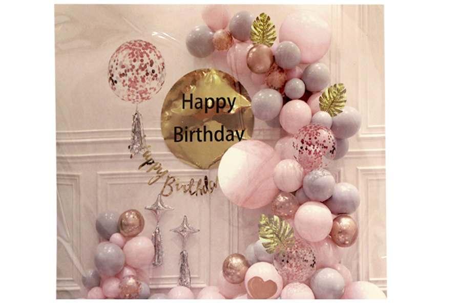 Декор святковий до дня народження T-8919 Баннер із кульками "У РОЗОВИХ ТОНАХ", фото 1