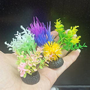 Водорості для акваріума набір 5 шт., декор кущики, штучні рослини 4-5 см