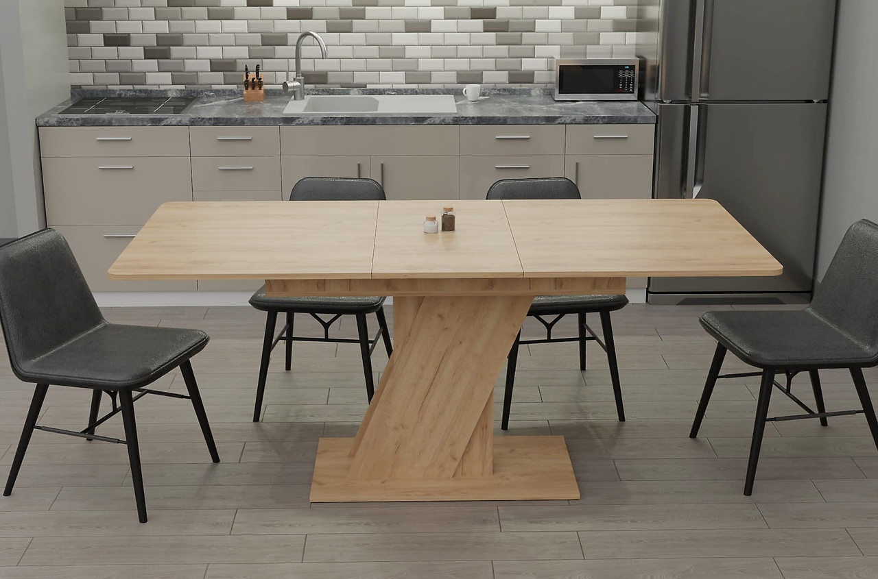 Стіл обідній розкладний "Теч" 180х80х75 см. Дуб крафт золотий, фото 1