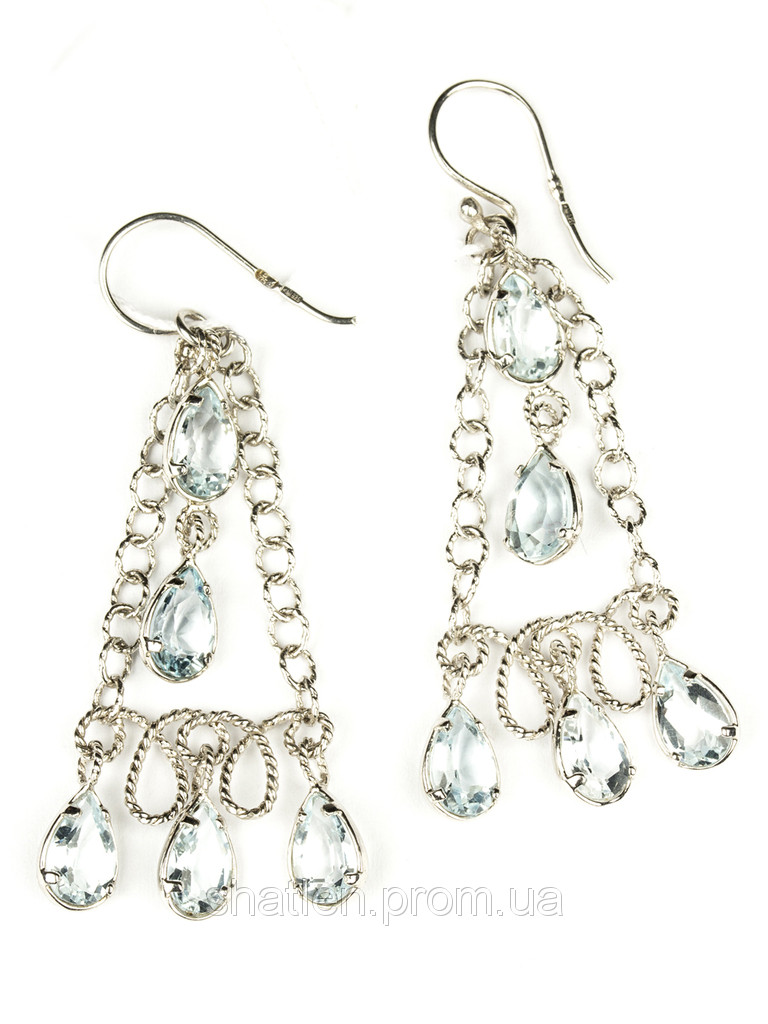 Сережки-підвіски срібні з топазом ROPE, фото 1