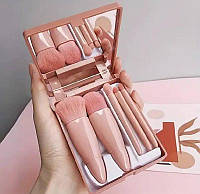 Набір пензлів для макіяжу Pearlbrushes 6 предметів з дзеркалом. Пензли для макіяжу в дорогу.
