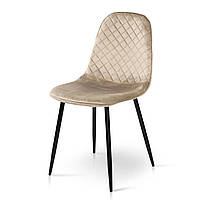 Маленький кухонний обідній м'який стілець велюр бежевий на кухню з металевими ніжками Марс мокрий пісок