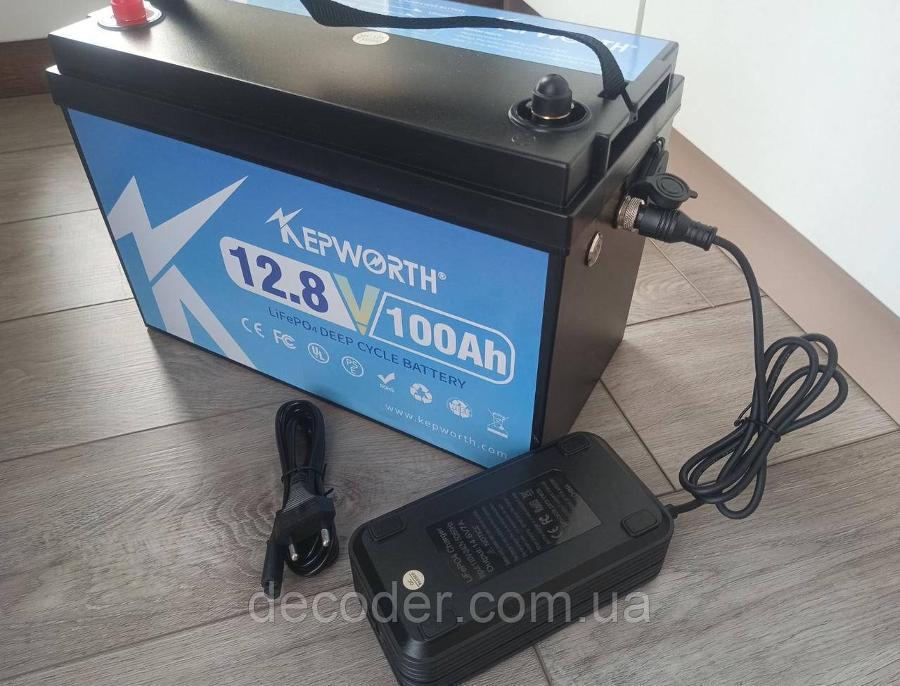 Акумулятор LiFePo4, 12V 100А батарея Kepworth з зарядним пристроєм, літій залізо фосфат BMS battery