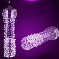 Багаторазовий силіконовий презерватив із шипами. Насадка на силіконовий член для стимуляції з пухирцями