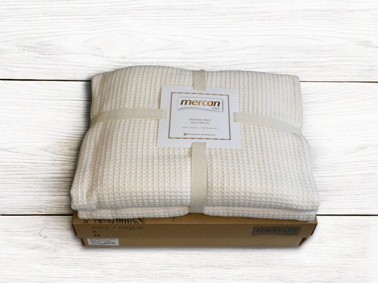Вафельне простирадло-покривало Mercan 220×240 см. Krem