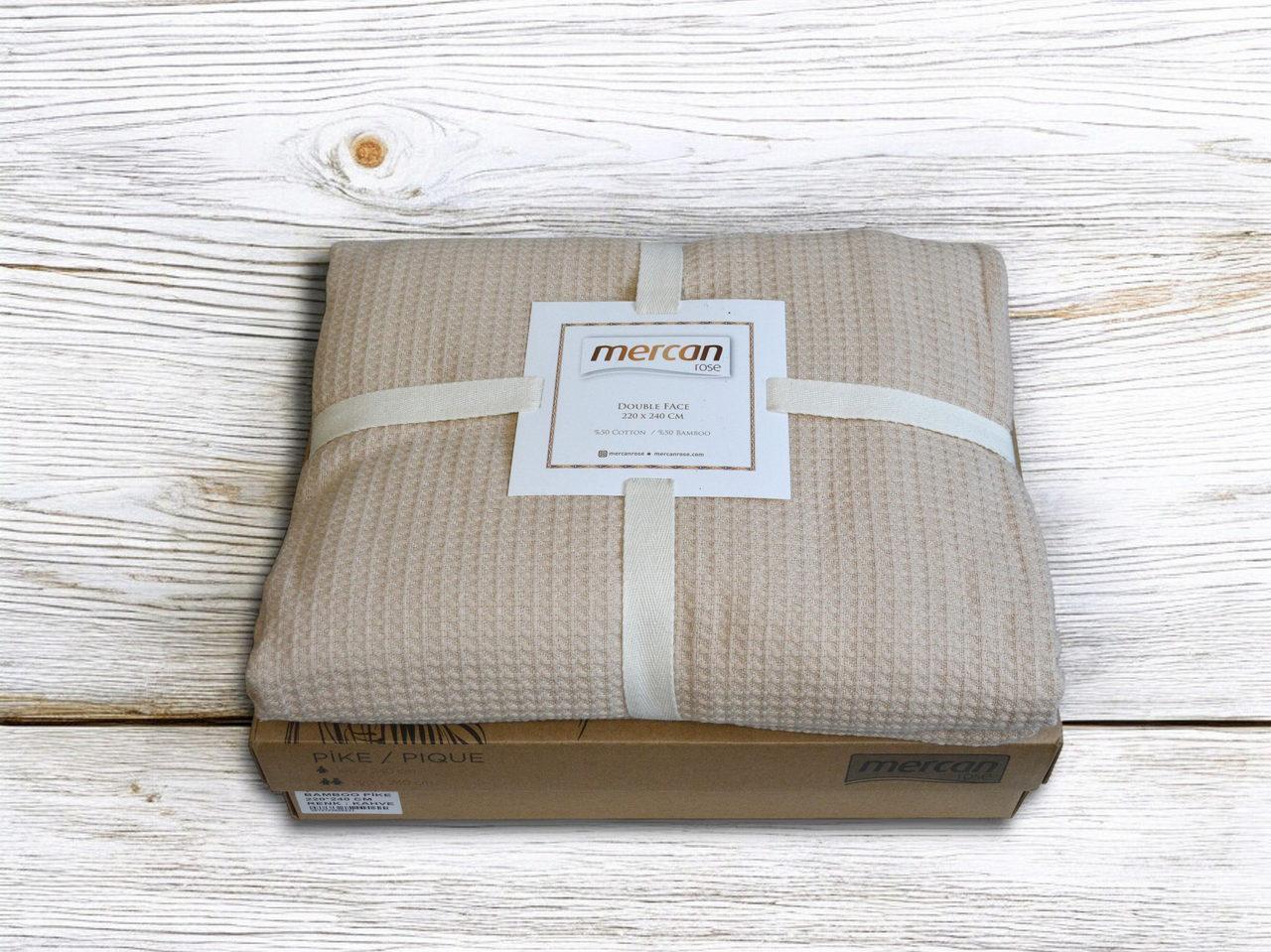 Вафельне простирадло-покривало Mercan 220×240 см. Bej