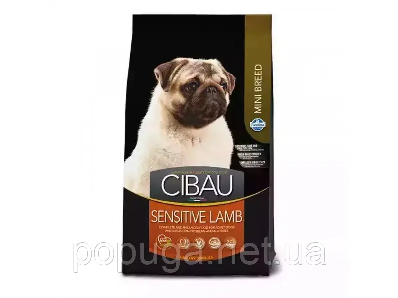 Farmina Cibau Sensitive Adult Mini Lamb корм для дорослих собак дрібних порід з чутливим травленням ЯГНЯ,  2,5кг