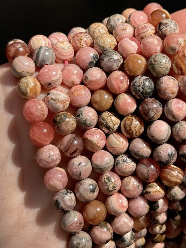 Нитка Родохрозит 6,7 мм довжина 38 см приблизно 54 намистини