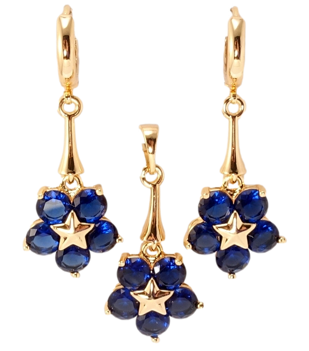 Xuping M&L Колір 18K Сережки Кулон "Сині кристальні квіточки", фото 1