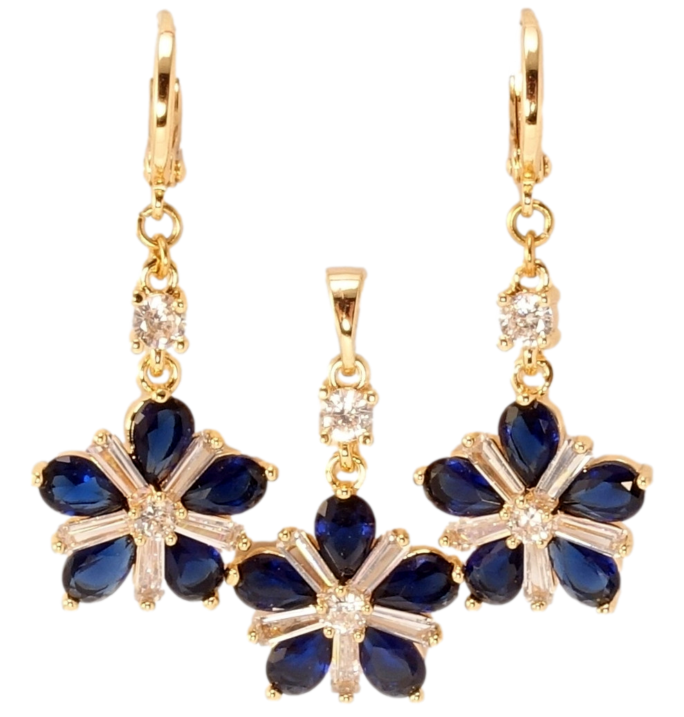 Xuping M&L Колір 18K Сережки Кулон "Сині кристальні квіточки", фото 1
