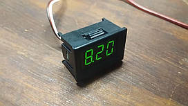 Вольтметр цифровий 0.36 0V-30.0V вольт з Led зелений. у корпусі 35 x 23 x 20 mm