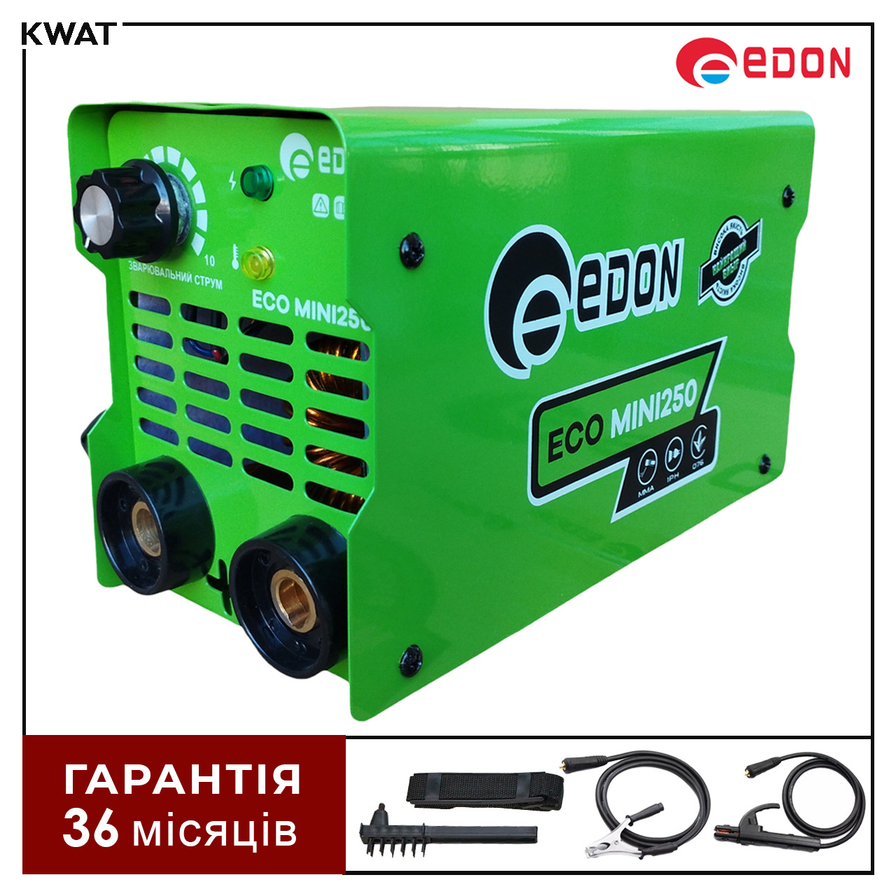 Зварювальний інверторний апарат Edon KW ECO MINI 250 3 кВт, струм 20-250 А електроди 1.6 - 3.0 мм