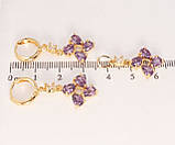 Набір Xuping M&L Колір 18K Сережки Кулон "Бузові кристальні чотирилисники", фото 2