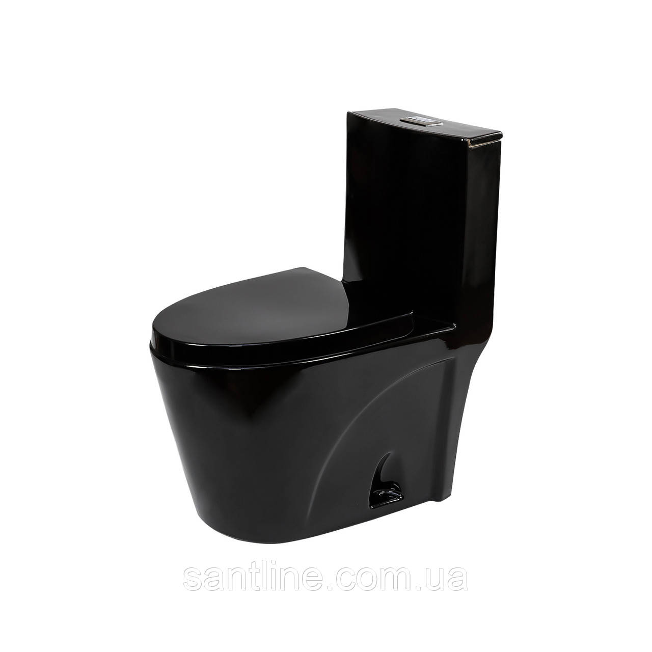 Унітаз-моноблок підлоговий Insana Marvin BG 68х37х77 пристінний чорний з швидкознімним сидінням мікроліфт, фото 1